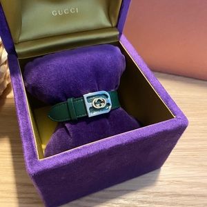 Green Gucci 18k gold and stainless steel bracelet